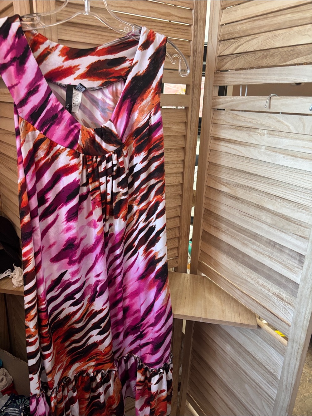 Mic and Dom Pink & Orange Animal Print Sleeveless Dress Small